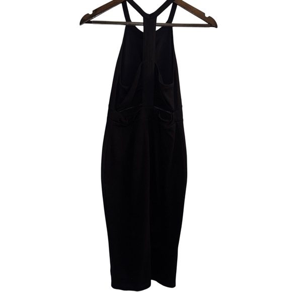 Free People Black Bodycon Midi Dress Racerback Strappy Back XS edgy night out - Picture 3 of 7